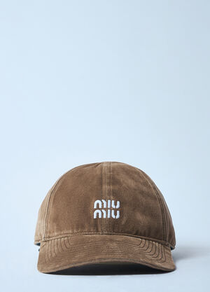 Miu Miu Velvet Baseball Cap Tan miu0359007