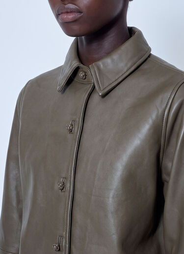LN-CC® - RÓHE: Leather Pankou Closure Overshirt - Green RÓHE Leather Pankou Closure Overshirt Green roe0266017
