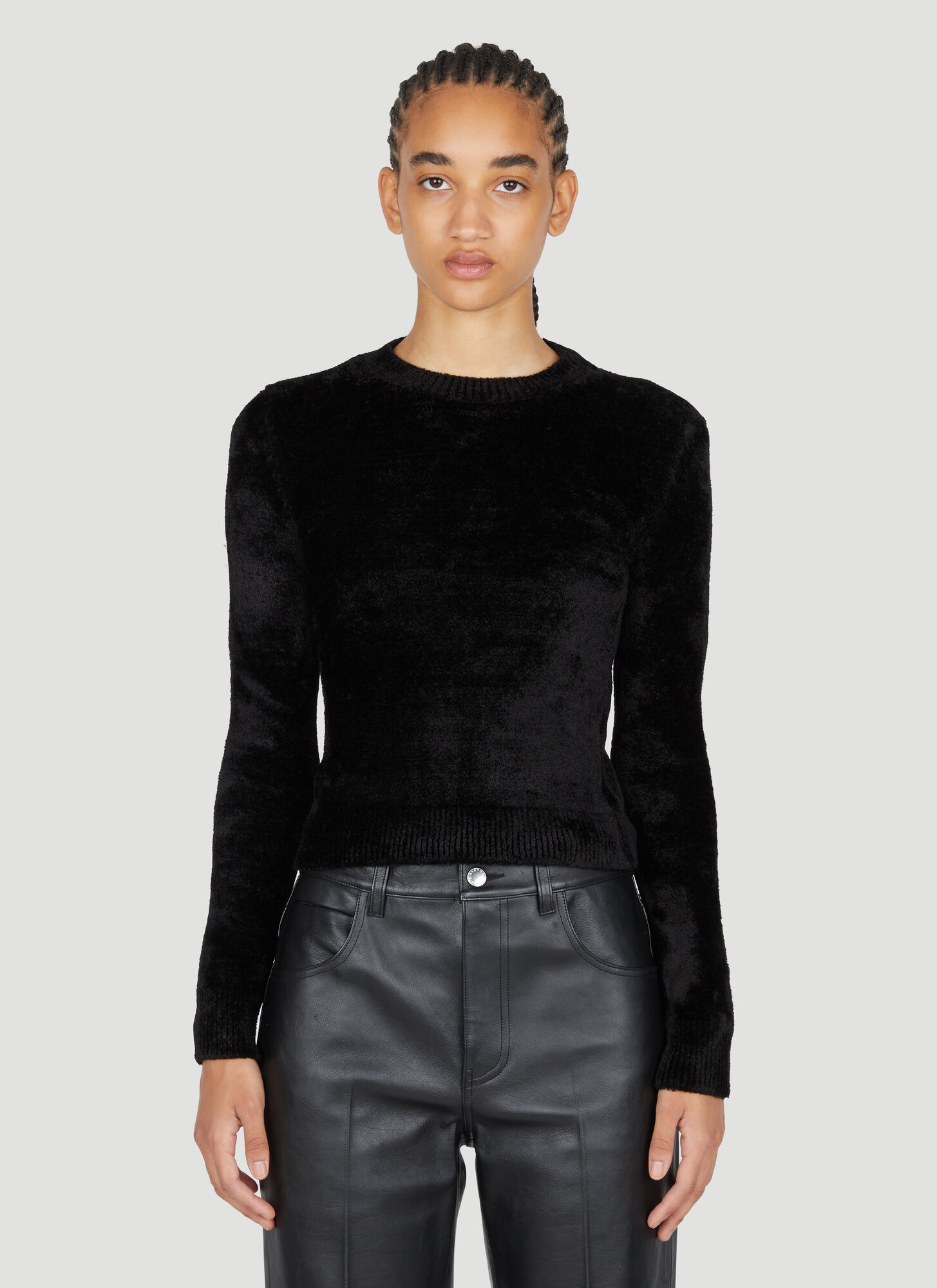 Shop Isabel Marant Panila Velour-knit Sweater In Black