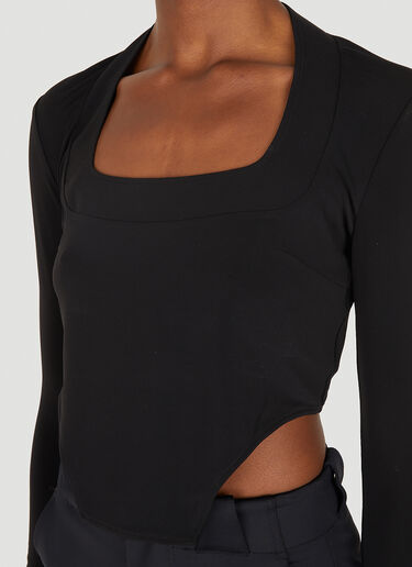 Ambush Cropped Asymmetric Hem Top Black amb0248003