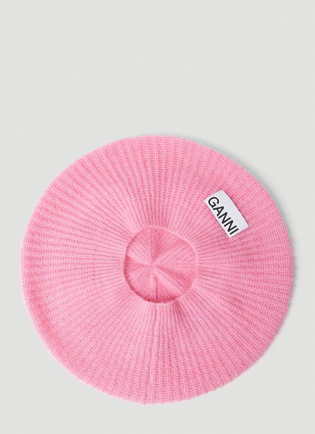 Beanie L Hats | Pink Beret with logo Ganni