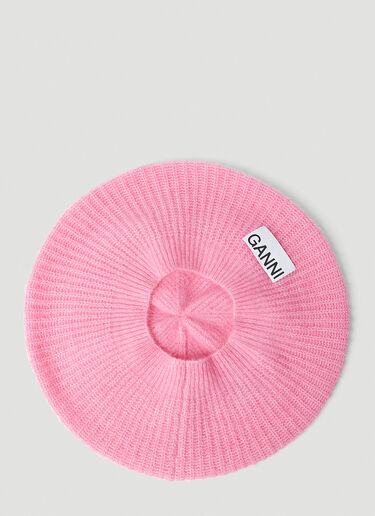 GANNI Logo Patch Beret Pink gan0253061