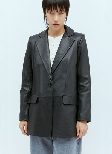 St. Agni Long Leather Blazer Black sta0255005