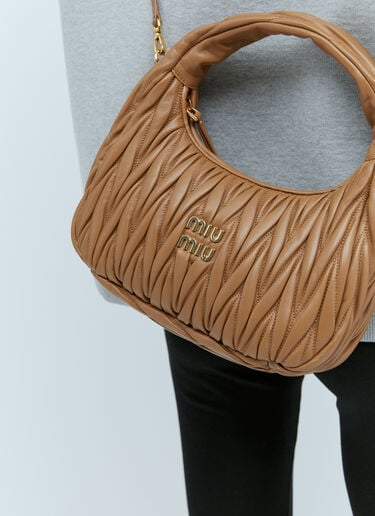Wander Matelassé Hobo Shoulder Bag Miu Miu Wander Matelassé Hobo Shoulder Bag Brown miu0254055