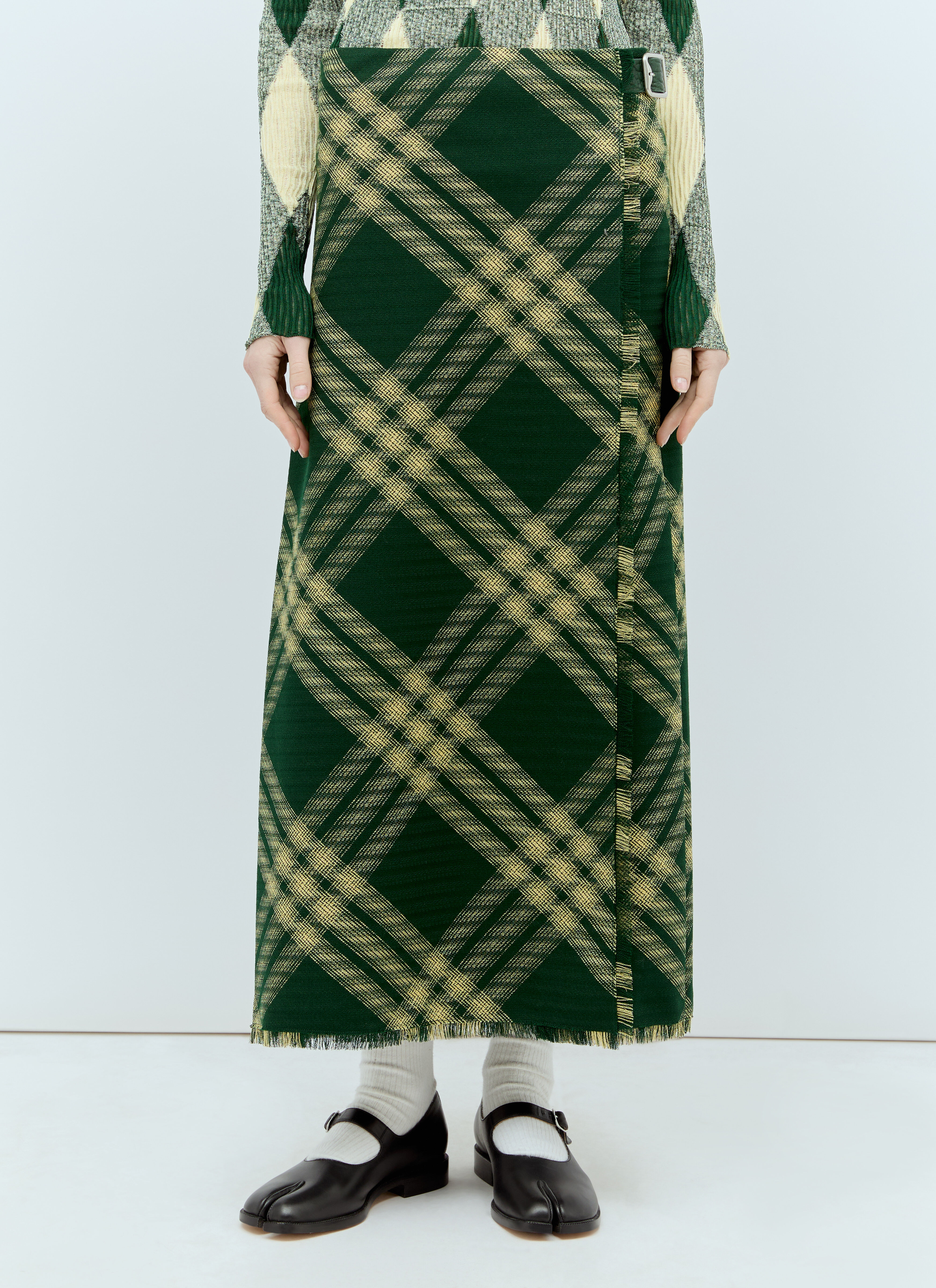 Carhartt WIP 羊毛格纹中长半裙 绿色 wip0256008