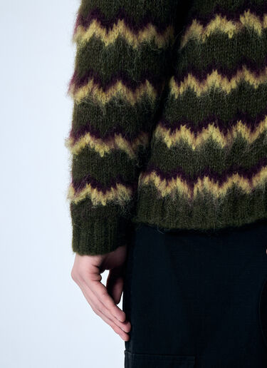 Brain Dead Zig Zag Striped Cardigan Green bra0158009