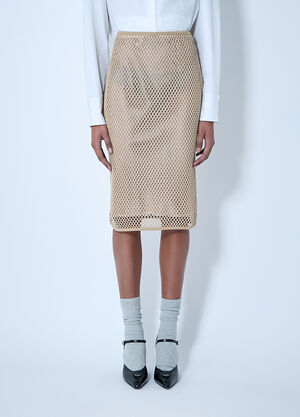 Prada Crochet Midi Skirt Beige pra0260012