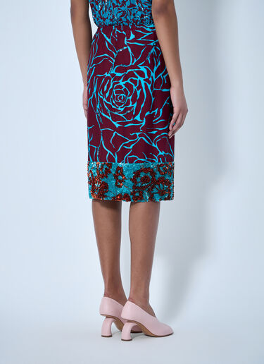 Dries Van Noten Embroidered Midi Skirt Burgundy dvn0263006