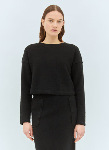Max Mara Wool And Cashmere Cropped Sweater Black max0258041