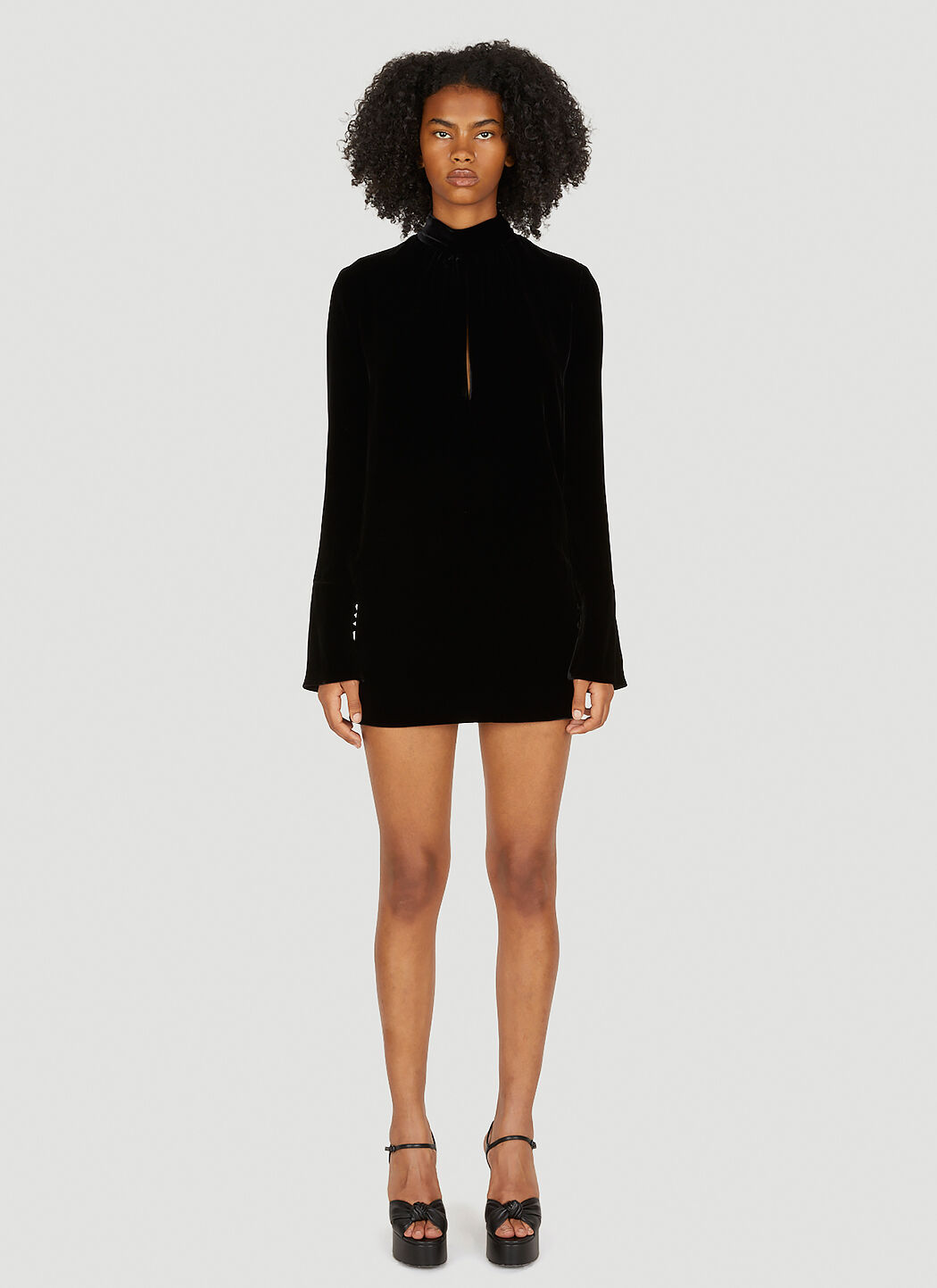 Saint Laurent High Neck Velvet Dress in Black LN CC