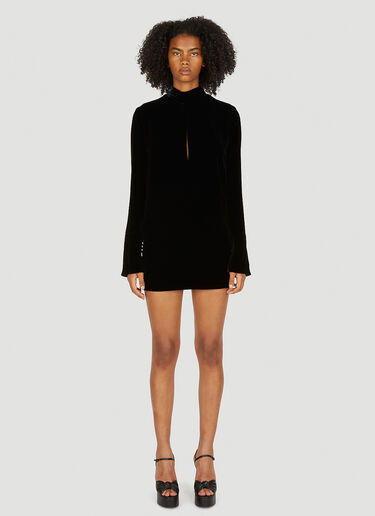 Saint Laurent High Neck Velvet Dress Black sla0249019