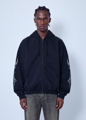 VETEMENTS Graffiti Tribal Zip-Up Hoodie Black vet0166011