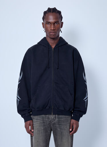 LN-CC® - VETEMENTS: Graffiti Tribal Zip-Up Hoodie - Black VETEMENTS Graffiti Tribal Zip-Up Hoodie Black vet0166011