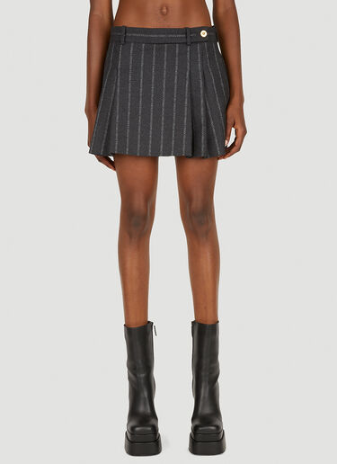 Versace Logo Print Pleated Skirt Grey vrs0250009