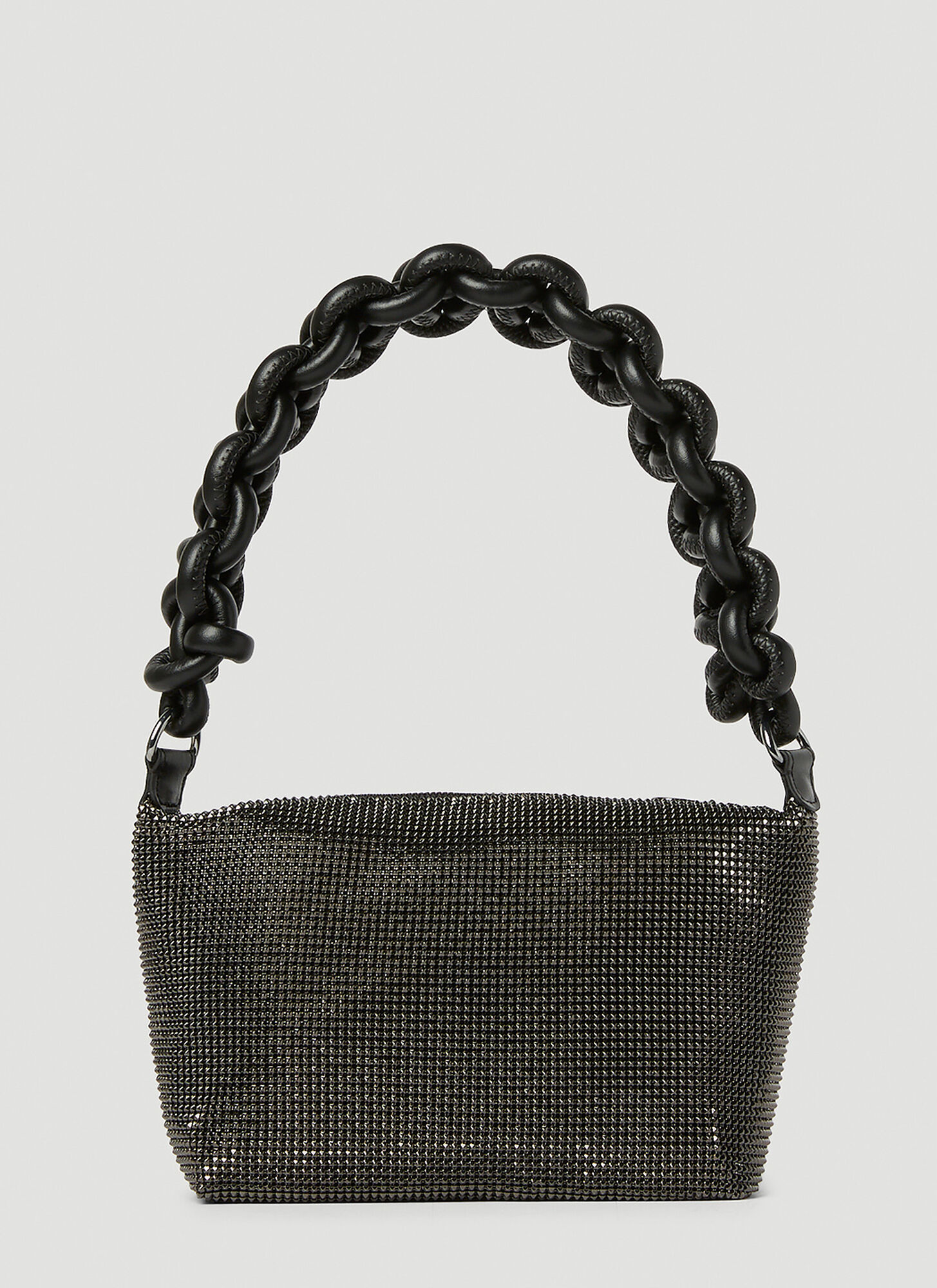 Kara Black Crystal Mesh Cobra Bag In Hematite