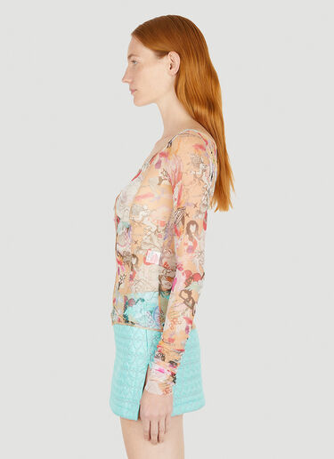 Marco Rambaldi Graphic Mesh Cut Out Top Pink mra0250016