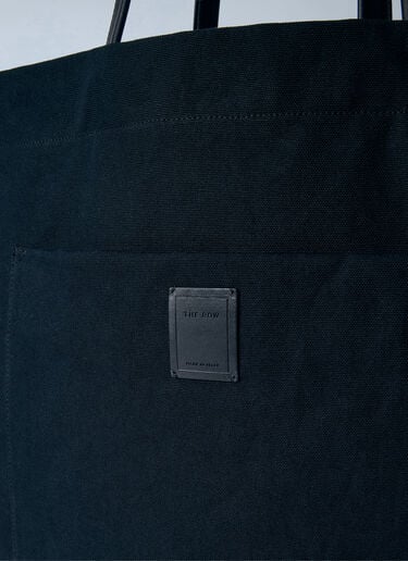 LN-CC® - The Row: Tori Leather-Trimmed Canvas Tote Bag - Black The Row Tori Leather-Trimmed Canvas Tote Bag Black row0365002