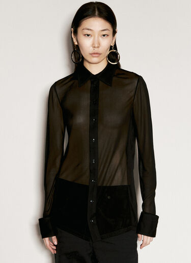 Saint Laurent Crepe Jersey Shirt Black sla0255008