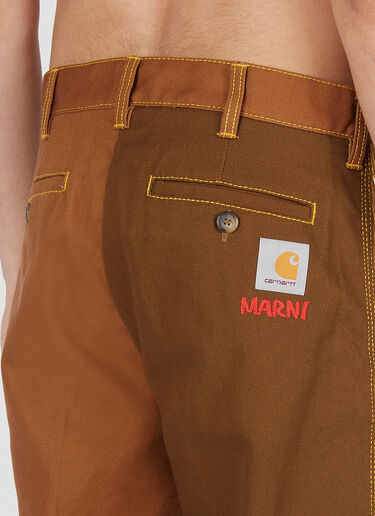 Marni x Carhartt 拼色拼接长裤 棕色 mca0150016