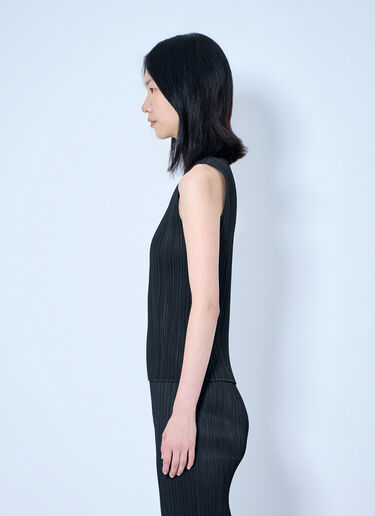 Pleats Please Issey Miyake Sleeveless Ribbed High-Neck Top Black plp0264015