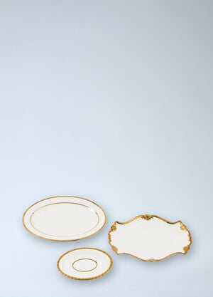 POLSPOTTEN Set Of Three Golden Finds Plates White wps0691995