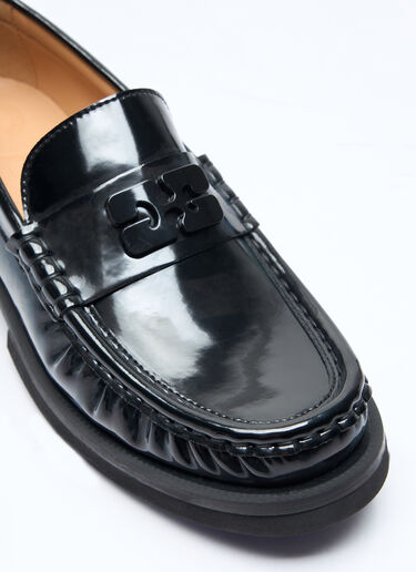 GANNI Butterfly Logo Patent Loafers Black gan0257041