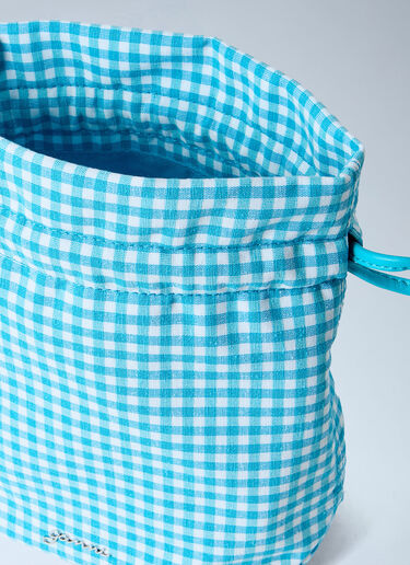 LN-CC® - GANNI: Mini Pouch in Printed Cotton - Blue GANNI Mini Pouch in Printed Cotton Blue gan0265035