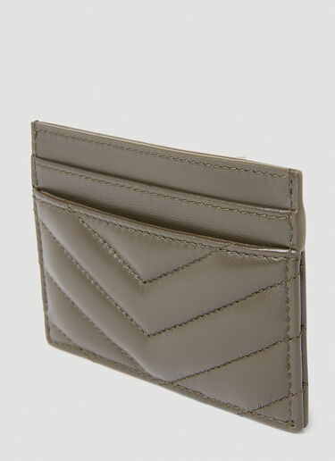 Saint Laurent 徽标铭牌绗缝卡夹 卡其色 sla0253118