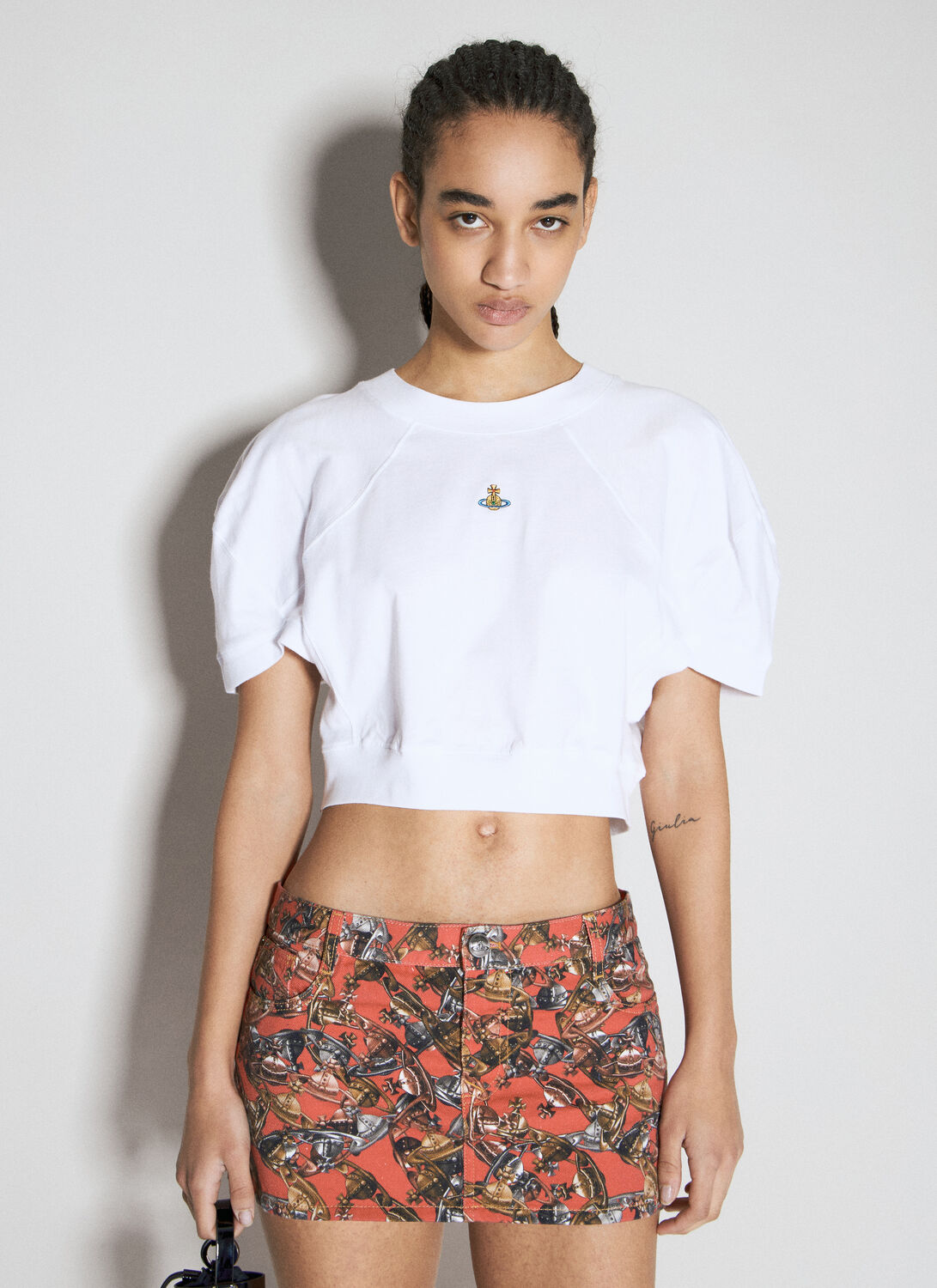 Shop Vivienne Westwood Cropped Football T-shirt In White