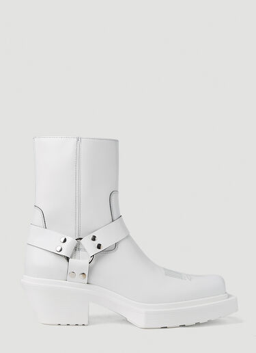 VTMNTS Cowboy Harness Ankle Boots White vtm0351011