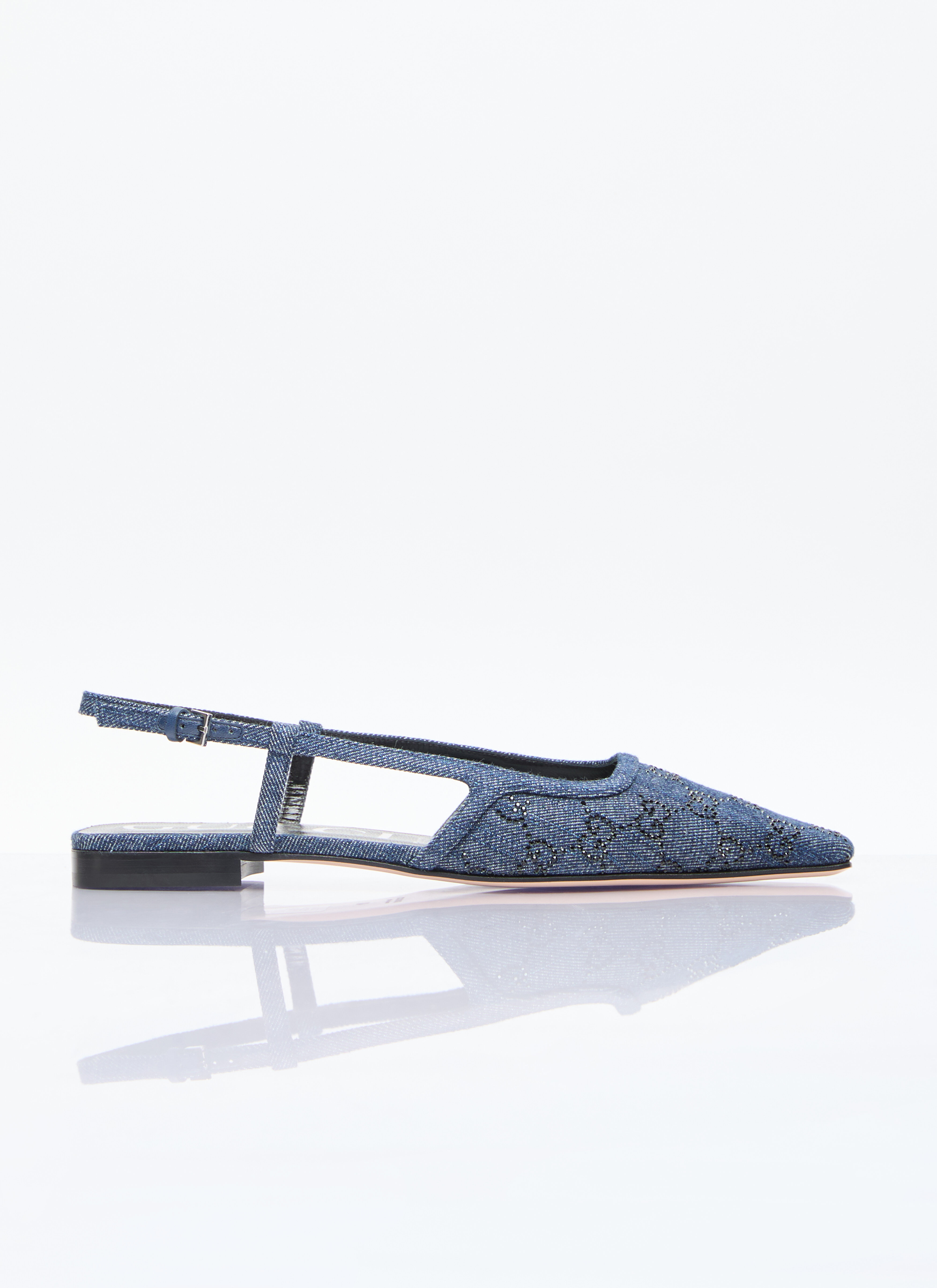 Miista GG Denim Slingback Flats Blue mii0255004