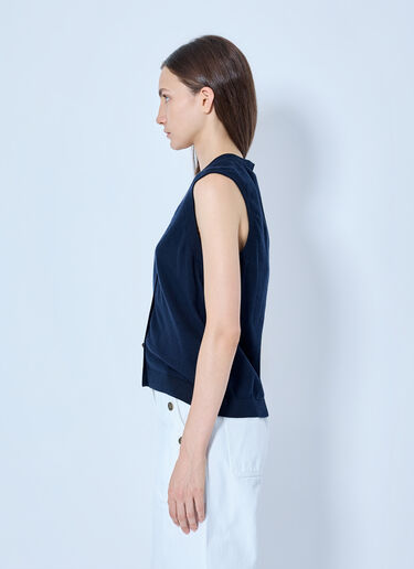 LN-CC® - Max Mara: Sleeveless Button-Down Top - Navy Max Mara Sleeveless Button-Down Top Navy max0265212