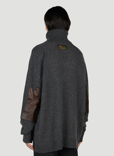 Raf Simons 高翻领贴饰毛衣 深灰色 raf0152012