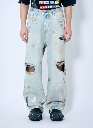 Vetements Trashed Baggy Jeans Light Blue vet0160003