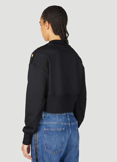 Balmain Logo Print Cropped Sweatshirt Black bln0253024