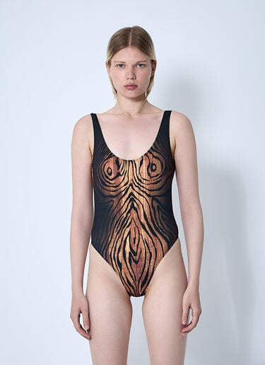 Jean Paul Gaultier Wood Print Swimsuit Black jpg0261013