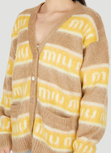 Miu Miu Logo Jacquard Cardigan Camel miu0250011