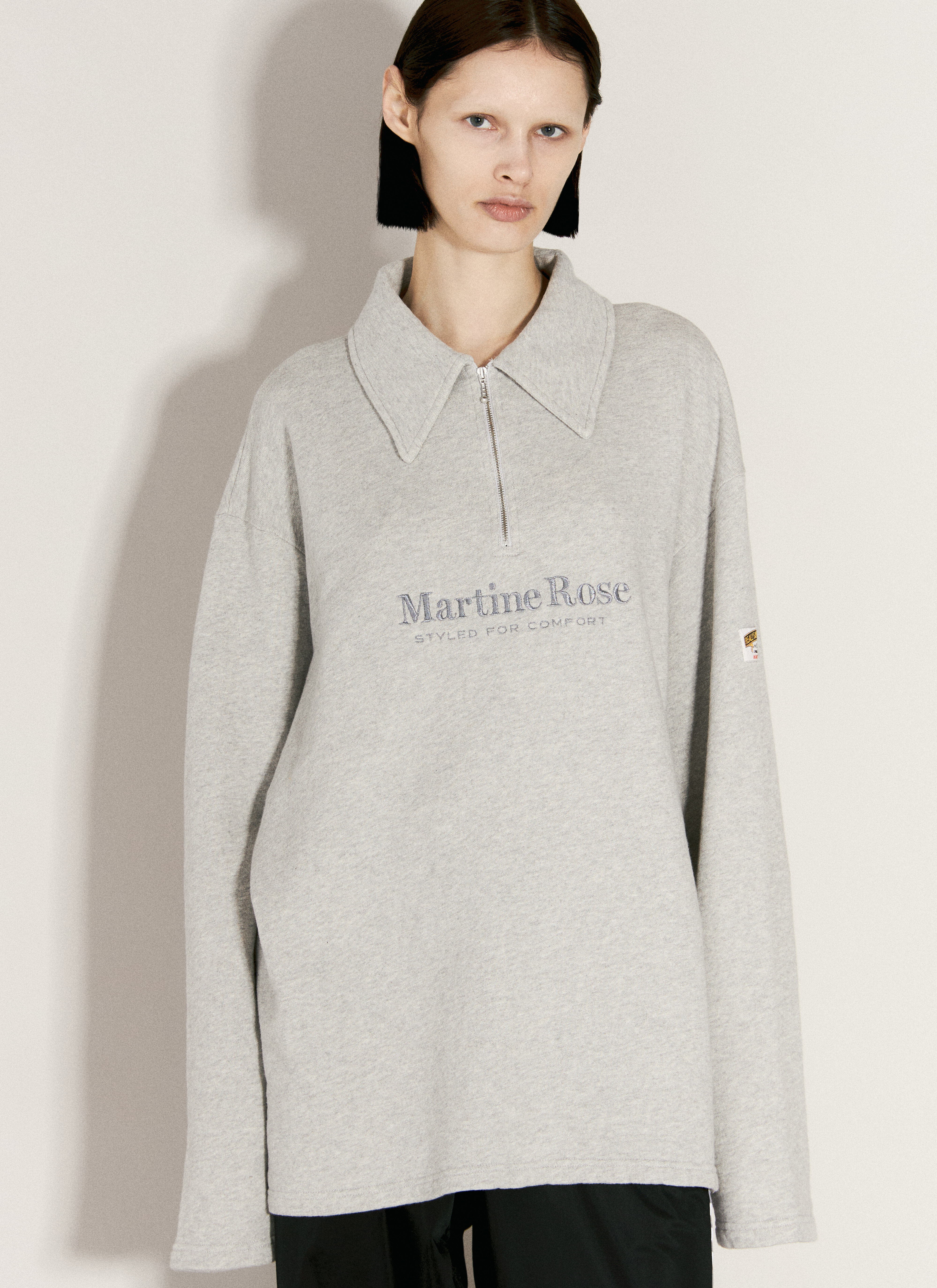 Martine Rose Logo Embroidery Zip-Up Polo Sweatshirt Blue mtr0255010