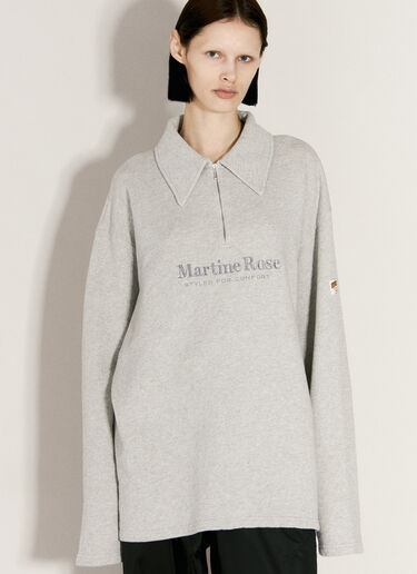Martine Rose Logo Embroidery Zip-Up Polo Sweatshirt Grey mtr0255011