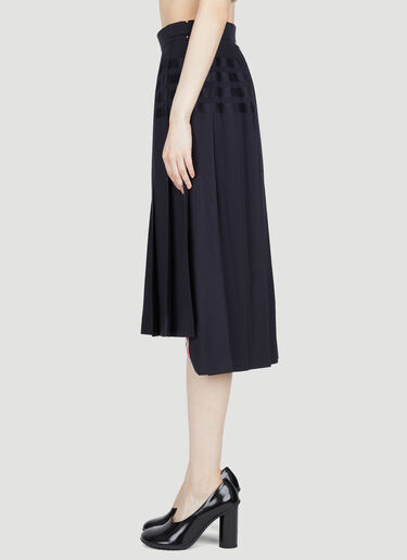 Thom Browne Four Bar Pleated Wool Midi Skirt Navy thb0253024