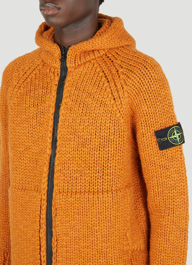 Stone Island Wool Knit Zip Up Sweater Orange sto0154060