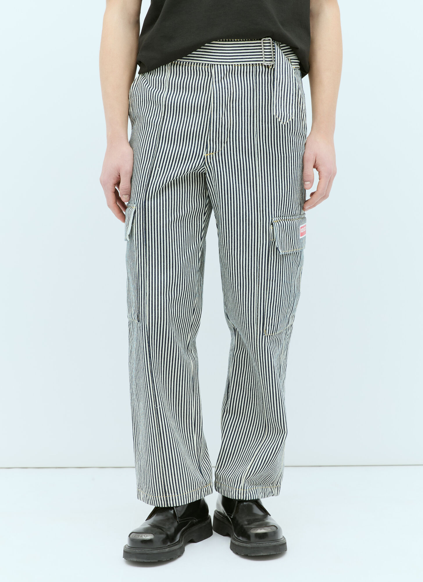 Shop Kenzo Striped Army Jeans In Blue
