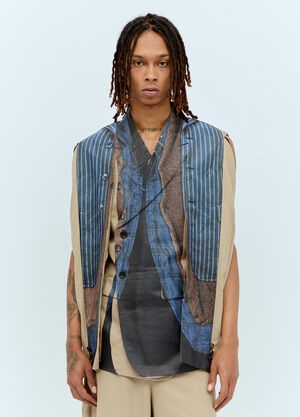 Comme des Garçons Homme Plus Printed Double-Breasted Blazer Blue hpl0156003