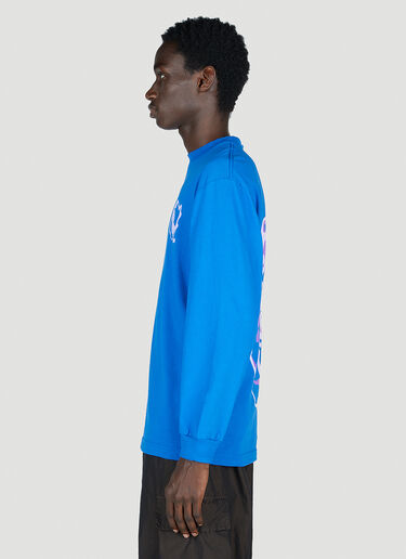Boiler Room Waved Logo Long Sleeve T-Shirt Blue bor0153010