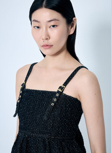 GANNI Fluffy Denim Strap Top Black gan0259030