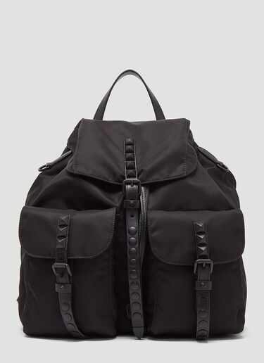 Prada New Vela Nylon Stud Backpack Black pra0233045