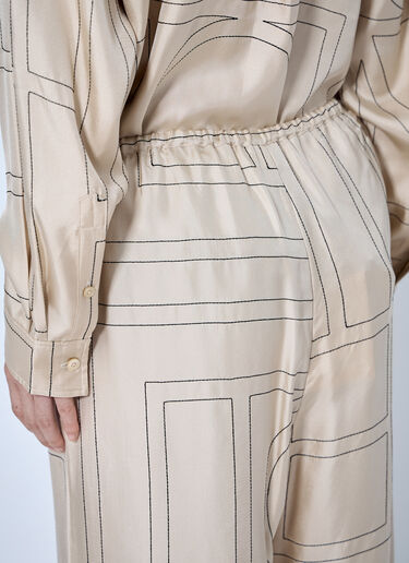 LN-CC® - Toteme: Monogram Silk Pj Pants - Cream Toteme Monogram Silk Pj Pants Cream tot0265043