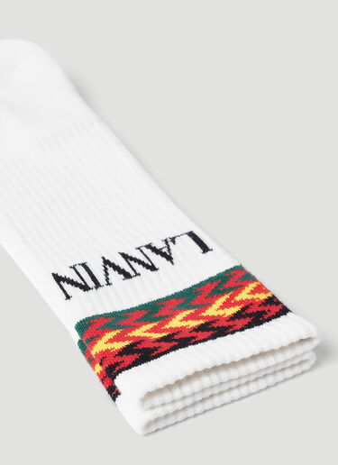 Lanvin Logo Intarsia Socks White lnv0149027