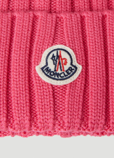 Moncler 로고 패치 비니 햇 핑크 mon0252061