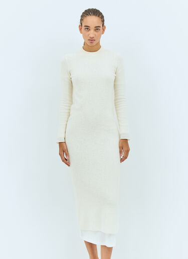 Jil Sander 울 니트 미디 원피스  오프 화이트 jil0257004
